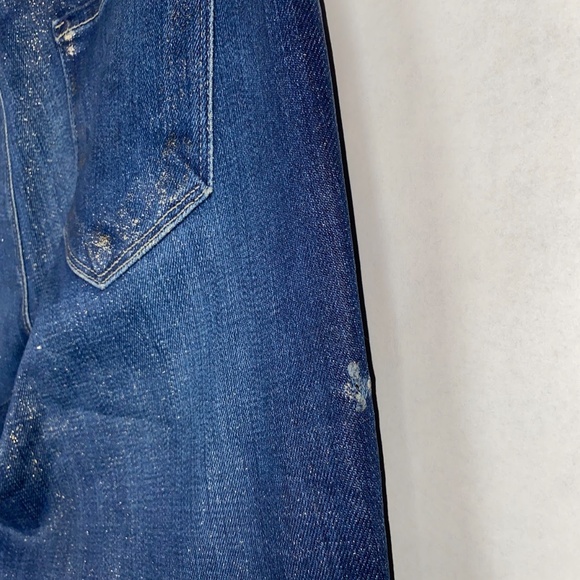 L’Agence El Matador Slim High Rise Cropped Gold Glitter Coated Jeans size 33 - Picture 8 of 11